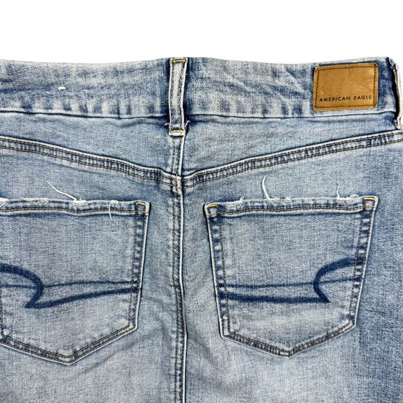 American Eagle Women's Curvy High Rise Super Stretch Distressed Jean Skirt - 4 - Picture 5 of 9